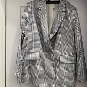 H&M Black and White Checkered Blazer